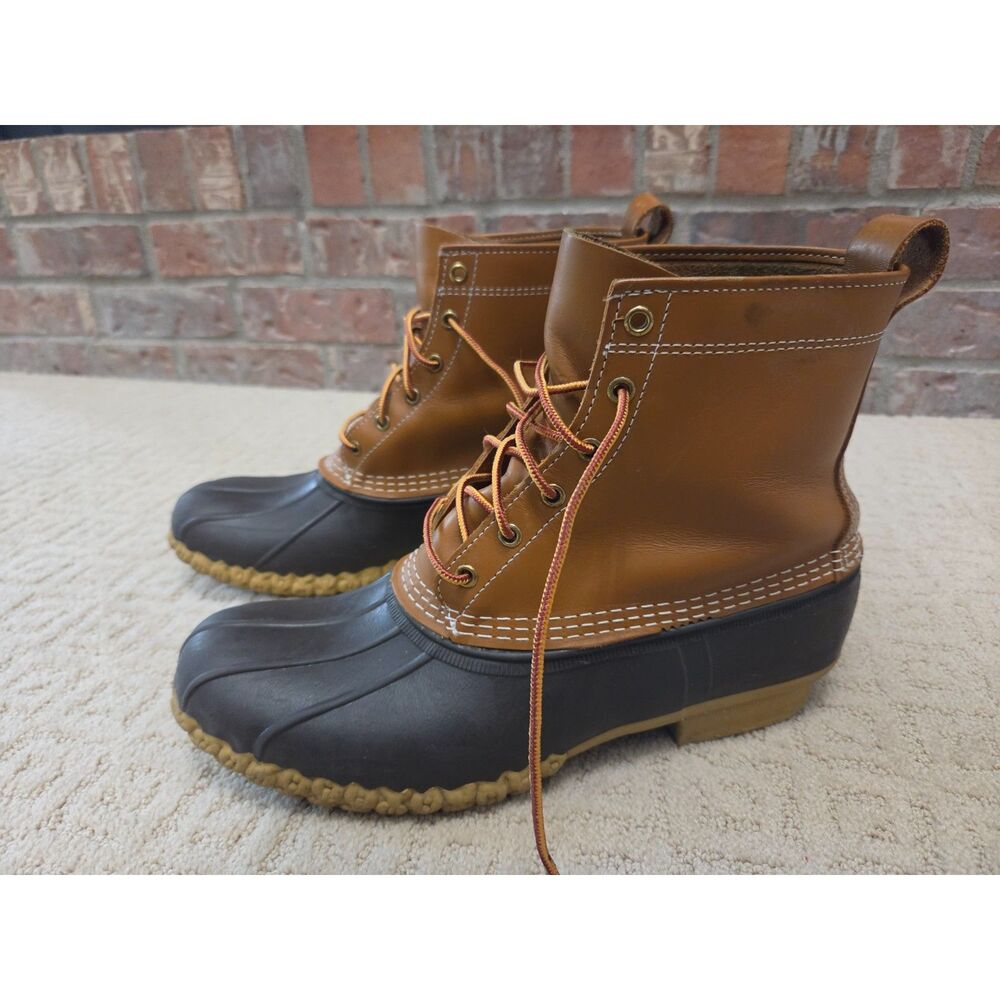 L.L. Bean Duck Boots Mens Size 12 Brown Leather Waterproof Made in USA